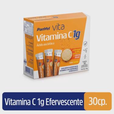 Imagem de Vitamina C 1G panvel vita 30 comprimidos efervescentes