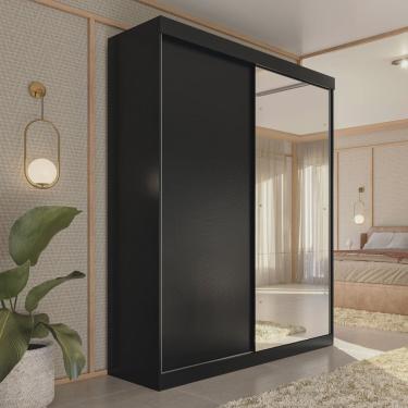 Imagem de Guarda-Roupa Solteiro 2 Portas de Correr 2 Gavetas e Espelho Peônia Yescasa