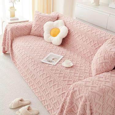 Imagem de Ksriylm Capas de sofá rosa para 3 capas fofas de almofadas de sofá para animais de estimação, capa de sofá de inverno, capa multifuncional, 180 cm x 118 cm