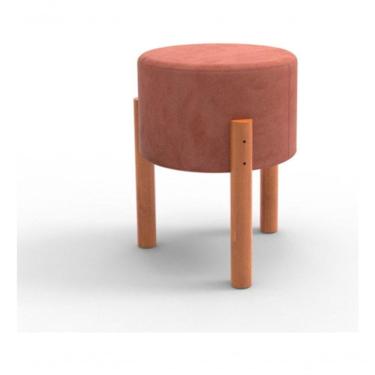 Imagem de Puff Banquinho Decorativo Luxo Pés De Madeira Lançamento Rosa