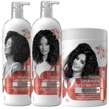 Imagem de Kit Shampoo Condicionador E Gelatina Soul Power Pro Acido Hialuronico Hidratante Vegano Grande