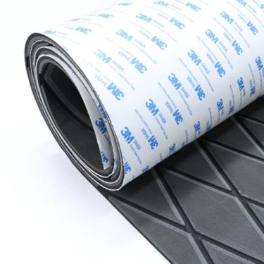 Imagem de HXBYX Revestimento de barco de espuma vinílica acetinada com revestimento adesivo 3M 6 mm de espessura diamante deck marítimo tapete autoadesivo para caiaque iate piscina RV 238.8 cm x 111.5 cm/71.9