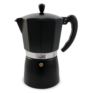 Imagem de Cafeteira Italiana Moka Café Expresso Capacidade Para 6 Xícaras Bule 300ml Pequena Alumínio Casita Válvula De Segurança