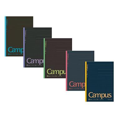 Imagem de Kokuyo Caderno pré-pontilhado Campus Todai, Semi B5 pré-pontilhado, 30 folhas – 60 páginas, pacote com 5 cores escuras limitadas, 5 cadernos (7 mm)