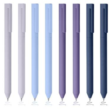 Imagem de BAYTORY 8 canetas de gel coloridas, caneta de tinta multicolorida de ponta fina de 0,5 mm, canetas coloridas, escrita suave para anotações e suprimentos de marcação (roxa)