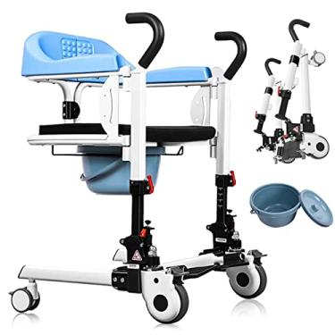 Imagem de Cadeira elevatória de transferência de paciente com cadeira de rodas para chuveiro, cadeira de rodas de transferência de paciente com encosto macio e cadeira de transferência de penico para idosos