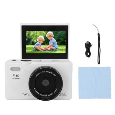 Imagem de Câmera Digital para Fotografia, Câmera de Vlogging de 5k 75mp Com Tela de Faixa de 3 Polegadas de 180°, Câmeras de Viagem Compactas de Zoom Digital 18x, Foco Automático, Anti