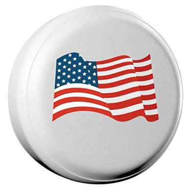 Imagem de Capa de pneu reserva AmFor, ajuste universal para Jeep, Trailer, RV, SUV, caminhão e muitos veículos, diâmetro da roda de 66 a 68 cm, protetores de pneus à prova de intempéries (bandeira nacional)