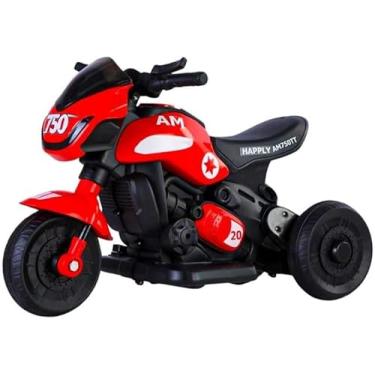 Imagem de Mini Moto Elétrica Infantil Esportiva Vermelha, Recarregável, A Partir de 3 Anos, Até 30kg, Estilo Corrida, Com Bateria Embutida e Acessórios