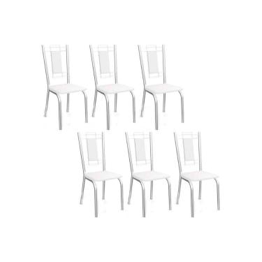 Imagem de Kit 6 Cadeiras Sala Jantar Florença 2C005 Aço 6 Uni Cromada/Branco 106 - Kappesberg