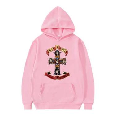 Imagem de Blusa Moletom Canguru Flanelado Casual Guns NRoses - Markelly, Rosa, P