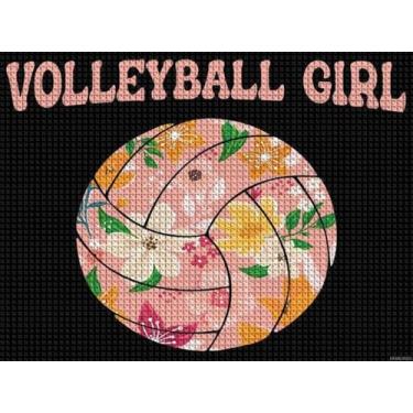 Imagem de UPABLUNSO Kits de arte de pintura de diamante lindo vôlei para adultos, DIY 5D redondo completo pintura de diamante para iniciantes, decoração de parede para casa, presentes 30,5 x 40,6 cm