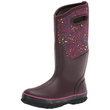 Imagem de BOGS Bota de chuva feminina clássica alta impermeável, Estampa animal - Borgonha, 6