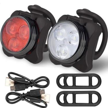 Imagem de NUZYZ 2 lâmpadas USB recarregáveis, super luzes de bicicleta à prova d'água para passeios noturnos, 4 opções de modos de luz, farol de mountain bike, acessórios de bicicleta