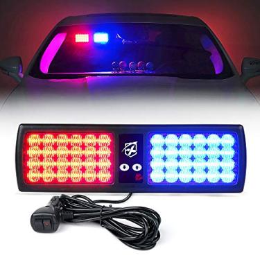 Imagem de [Atualização] Aviso do pára-brisa Xprite vermelho/azul LED Visor Strobe Flashing Lights Interior Sunshield Emergência Luzes para a polícia bombeiro voluntário Veículos Caminhões