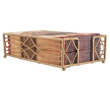 Imagem de Boston International Suporte de guardanapo Wave Design, suporte de toalha de convidado, folha dourada