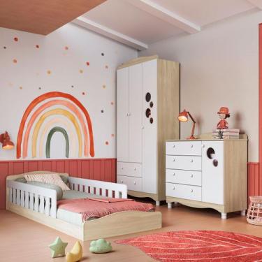 Imagem de Quarto Infantil Completo Aquarela 4 Portas 6 Gavetas Carvalho Araguaia