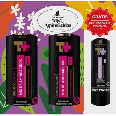 Imagem de Pack shampoo condicionador creme pentear barrominas mix aminoacidos