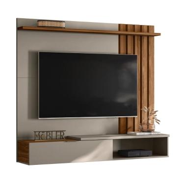 Imagem de Painel Home Suspenso Vegas 1.6 Com Ripado E 1 Porta 160 Cm Grigio Cinamomo