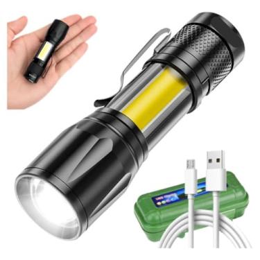 Imagem de Lanterna Tática LED Recarregável USB – Mini Lanterna,Super Forte, Alumínio, 3 Modos de Iluminação, Compacta e Resistente para Camping, Aventura e Atividades ao Ar Livre