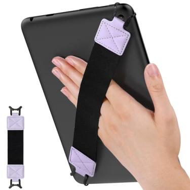Imagem de MoKo Alça de mão de segurança para tablet de 9 a 11 polegadas, iPad/iPad Pro/iPad Air/Kindle Fire HD/Samsung, alça de mão versátil de alta elasticidade, suporte de dedo leve, cinto preto, roxo taro