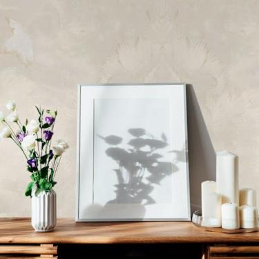 Imagem de Papel de Parede PREMIUM Bordado Bege Autocolante Texturizado Rolo 5m x 45cm Sala Quarto