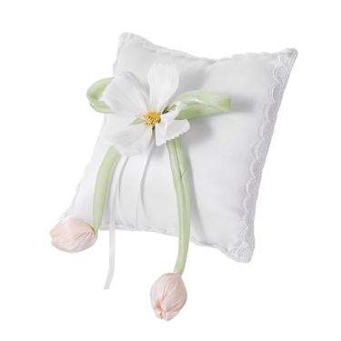 Imagem de Generic Almofada para aliança de casamento, almofada para porta-alianças, decoração romântica, 6 polegadas x 6 polegadas, almofadas para porta-alianças para