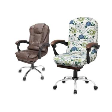 Imagem de NeColorLife Capa grande para cadeira de escritório com apoio de braço – Capa leve e elástica para cadeiras de encosto alto, lavável e antiderrapante, estampa floral (tamanho grande, design impresso C)