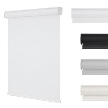Imagem de Changshade Persianas de rolo blackout sem fio com sanefa, escurecimento de ambiente, fácil instalação, persianas de tecido para casa, quarto e escritório, 107 cm L x 182 cm A, branco