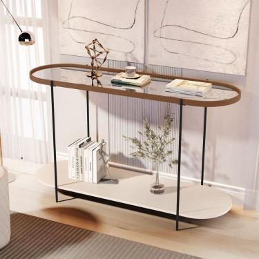 Imagem de Aparador Alamanda com Espelho Castanho/Off White/Preto - Jb Bechara