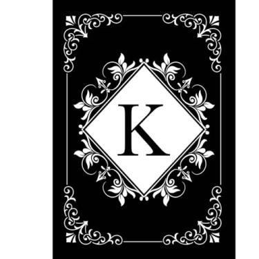 Imagem de Briarwood Lane Monograma preto e branco K bandeira de jardim dupla face