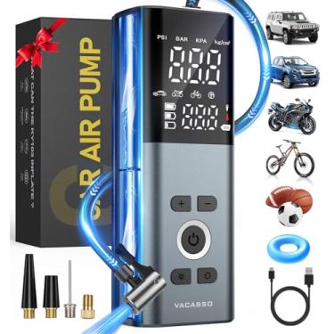 Imagem de Compressor de ar portátil para inflador de pneu, bomba de ar de bolso de inflação 5x mais rápida para pneus de carro, bomba de pneu sem fio para carro, SUV, motocicleta, bicicleta, bolas com medidor