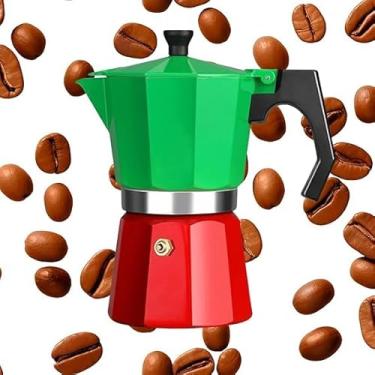 Imagem de Cafeteira Italiana Moka, 9 Xícaras, Verde e Vermelha, para Fogão a Gás e Elétrico