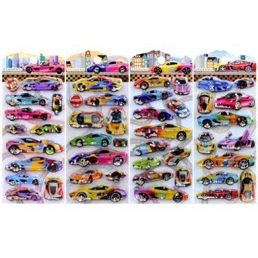Imagem de 4 Sheets Cars Stickers Decal 3D Sports Car Racing Stickers Vinyl Waterproof Decals Cartoon Funny Racing Stickers Water Injection Sticker Cool Sports Cars Decals for Car Fans DIY Decor Accessories