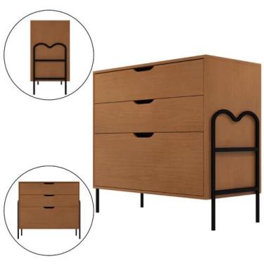 Imagem de Cômoda 3 Gavetas Cor Marrom Preto/Nature Oasis - Lion Loja, nature