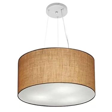 Imagem de Lustre Pendente Cilíndrico Cúpula Tecido 45x25 cm, Vivare Iluminação, Pendente4186 LP, Palha, Médio