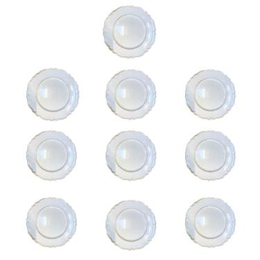 Imagem de Sousplat Prato Platinado de Plástico Moon Branco Charmoso Gourmet Kit com 10