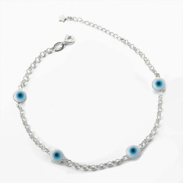 Imagem de Pulseira Com 4 Olhos Grego Prata 925