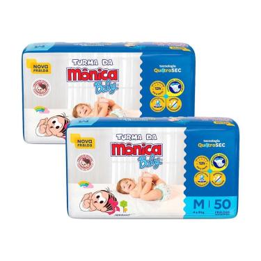 Imagem de Kit 2 Fraldas Turma da Mônica Baby Mega M com 50un cada