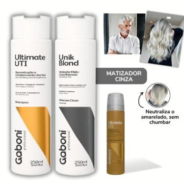 Imagem de Kit matizador para cabelos loiros: Shampoo Reconstrutor + Mascara Cinz