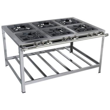 Imagem de Fogão Industrial Stori Premium 6 Bocas 40x40 M15 Aço Inox 430 Metalmaq Fogão Baixa Pressão