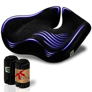 Imagem de Almofada de assento de alívio de pressão para dor no cóccix – X almofada grande para cadeira de escritório para bumbum, dor nas costas, cóccix e ciática. Almofadas de assento de espuma de memória para