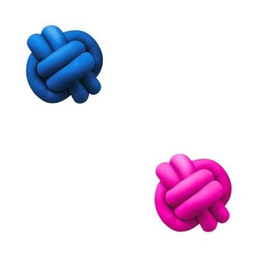 Imagem de Almofadas De Nó 28cm x 28cm Lindas Decorativas Sala Sofá Cama Cores (AZUL BIC E PINK)
