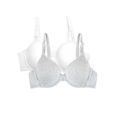 Imagem de Fruit of the Loom Sutiã feminino levemente forrado com aro, pacote com 2, Cinza/Branco mesclado., 38B