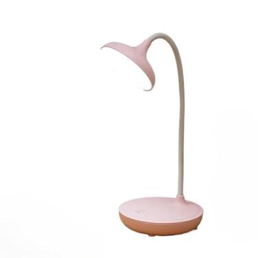 Imagem de Luminária De Mesa Abajur De Estudo De Mesa LED Escurecimento Contínuo De Três Modos Cores Sem Fio(rosa)