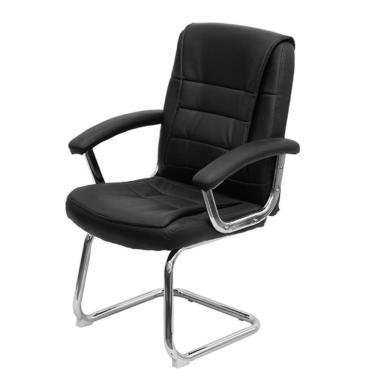 Imagem de Cadeira Escritório Locutor Osler Or Design Poliuretano Preto Base Fixa Cromada