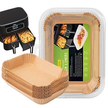 Imagem de MooManGoo Forros descartáveis Air Fryer, forros retangulares para fritadeira de ar, 21 x 14 cm, forros de papel pergaminho para fritadeira a ar, acessórios de papel para assar (300 peças)