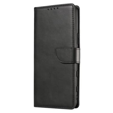 Imagem de LYJSMGZ Capa carteira para Sony Xperia 1 VII, capa de telefone de couro liso com fecho magnético, suporte para cartão, proteção contra choque, capa interna, preta, Xperia 1 VII