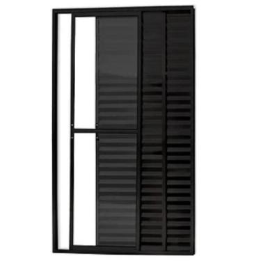 Imagem de Porta balcão 3 folhas 2.10x1.50 com trinco preto linha 20 - ESQUADRIAS