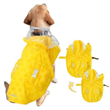 Imagem de Capa de chuva impermeável para cães, roupas de chuva leves refletoras ajustáveis com capuz poncho (amarelo (mudança de cor ativada pela água), pequena